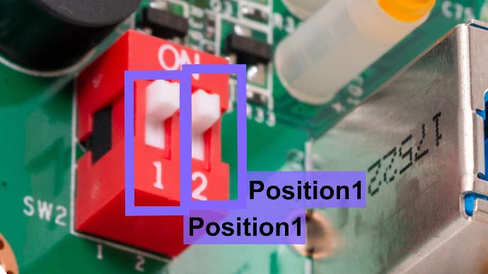 ModPCB erkennt die Postiion eines DIP Schalters auf einer Platine und markiert die erkannten Schalter
